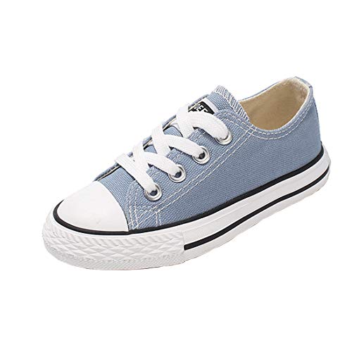 Cool&D Kinder Canvas Sneaker Segeltuchschuhe Unisex Leinwand Sportlich Schuhe Low-Top Sportschuhe(Hellblau,EU33.5(Etikett37) von Cool&D