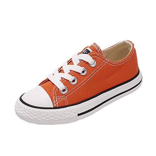Cool&D Kinder Canvas Sneaker Segeltuchschuhe Unisex Leinwand Sportlich Schuhe Low-Top Sportschuhe(Orange,EU28.5(Etikett30) von Cool&D