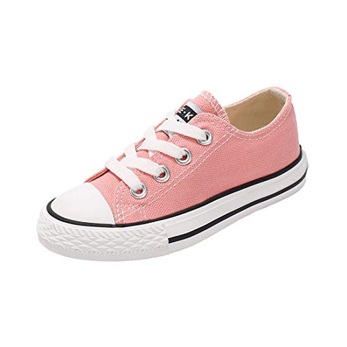 Cool&D Kinder Canvas Sneaker Segeltuchschuhe Unisex Leinwand Sportlich Schuhe Low-Top Sportschuhe(Rosa,22) von Cool&D