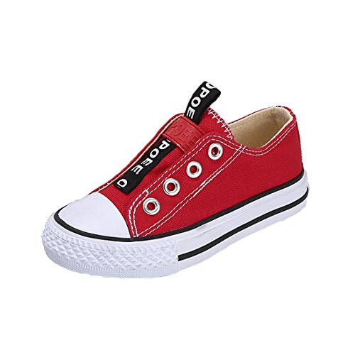 Cool&D Kinder Canvas Sneaker Segeltuchschuhe Unisex Leinwand Sportlich Schuhe Low-Top Sportschuhe(Rot,EU25) von Cool&D