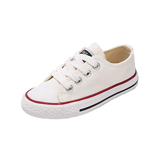 Cool&D Kinder Canvas Sneaker Segeltuchschuhe Unisex Leinwand Sportlich Schuhe Low-Top Sportschuhe(Weiß,EU21) von Cool&D