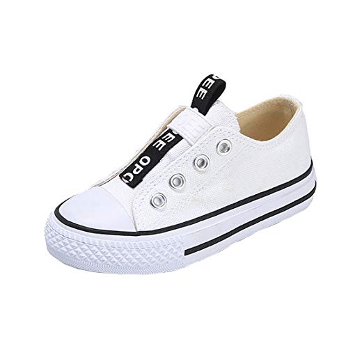 Cool&D Kinder Canvas Sneaker Segeltuchschuhe Unisex Leinwand Sportlich Schuhe Low-Top Sportschuhe(Weiß,EU25.5(Etikett26) von Cool&D