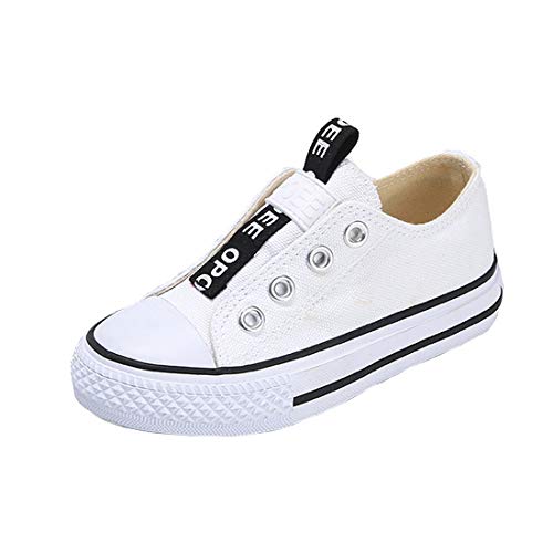 Cool&D Kinder Canvas Sneaker Segeltuchschuhe Unisex Leinwand Sportlich Schuhe Low-Top Sportschuhe(Weiß,EU26(Etikett27) von Cool&D