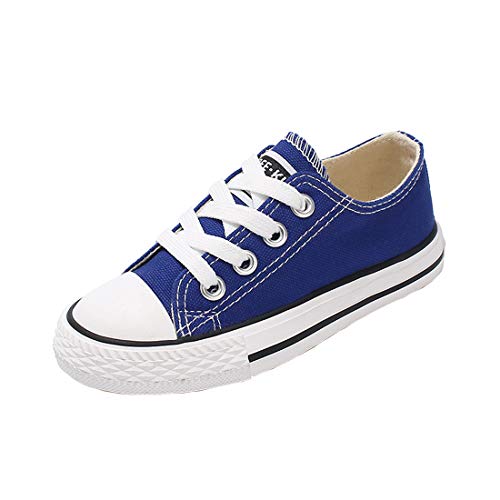 Cool&D Kinder Canvas Sneaker Segeltuchschuhe Unisex Leinwand Sportlich Schuhe Low-Top Sportschuhe(Blau,EU32(Etikett35) von Cool&D