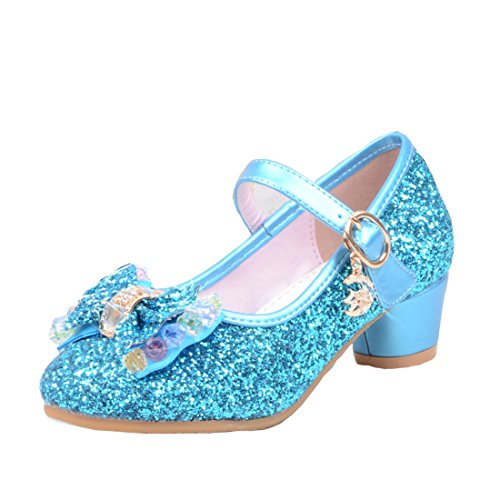 Cool&D Mädchen Sandalen Frozen Schuhe Prinzessin Sandalen Absatz-Schuhe Oxford Sohlen Sandalette mit Glitzerpailletten von Cool&D