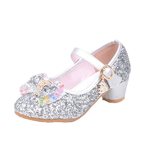 Cool&D Mädchen Sandalen Frozen Schuhe Prinzessin Sandalen Absatz-Schuhe Oxford Sohlen Sandalette mit Glitzerpailletten von Cool&D