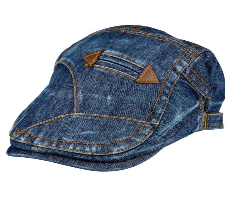 Cool4 Flat Cap Schiebermütze DENIM Jeans Lederapplikation Verstellbar von Cool4