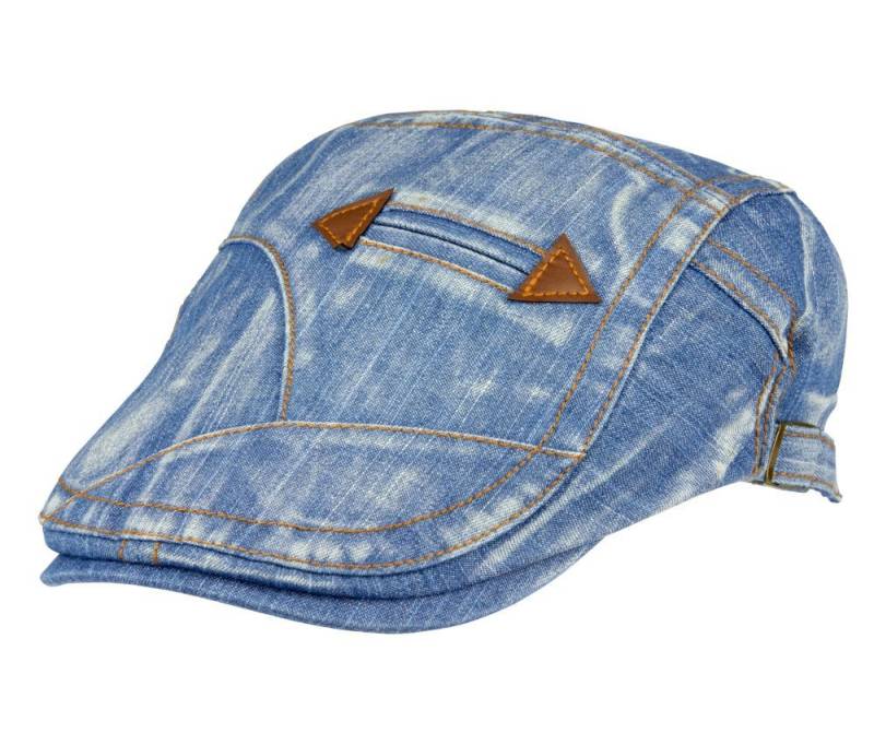 Cool4 Flat Cap Schiebermütze DENIM Jeans Lederapplikation Verstellbar von Cool4