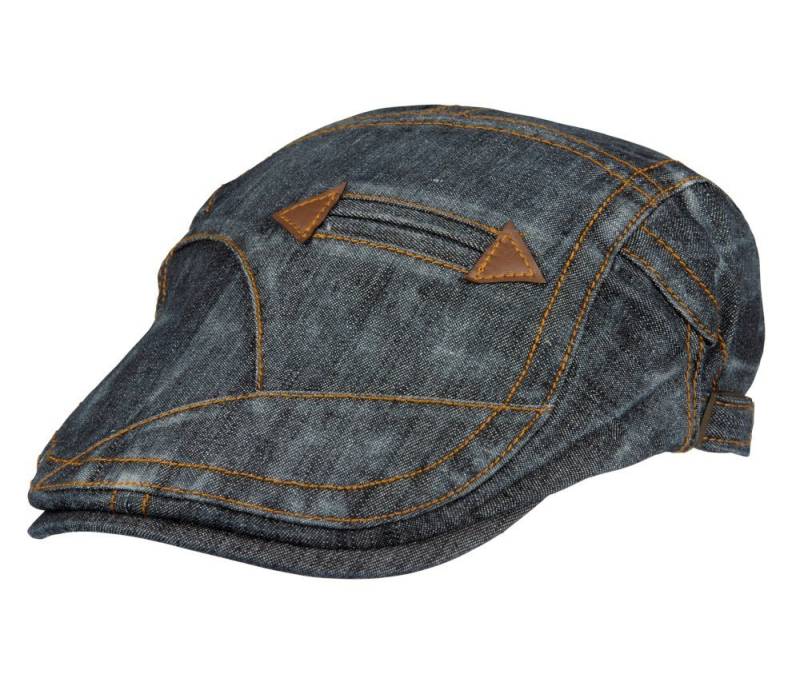 Cool4 Flat Cap Schiebermütze DENIM Jeans Lederapplikation Verstellbar von Cool4