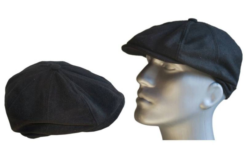 Cool4 Schiebermütze Gatsby 8-Panel Filz Flatcap Peaky Blinders Schwarz 8-Panel Ballon Flatcap von Cool4