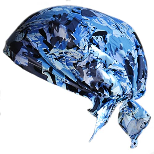 Cool4 Sommer Kopftuch Strand Bandana Meer Beanie Sonne Sonnenschutz Mütze Chemo Cap A04 (Blau abstrakt grau hellblau Gemustert) von Cool4