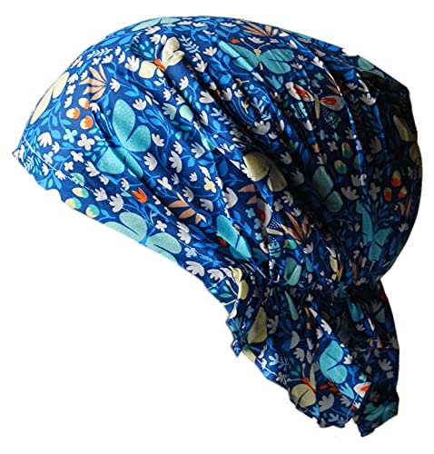 Cool4 Sommer Kopftuch Strand Bandana Meer Beanie Sonne Sonnenschutz Mütze Chemo Cap A04 (Blau mit türkis gelben Schmetterlingen) von Cool4