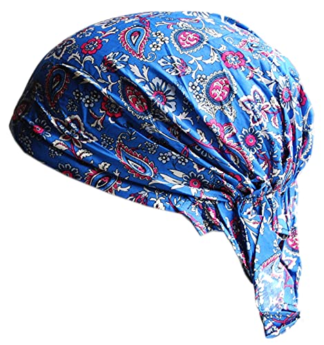 Cool4 Sommer Kopftuch Strand Bandana Meer Beanie Sonne Sonnenschutz Mütze Chemo Cap A04 (Blau rot weiß geblümt) von Cool4