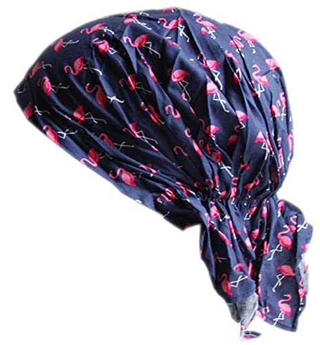 Cool4 Sommer Kopftuch Strand Bandana Meer Beanie Sonne Sonnenschutz Mütze Chemo Cap A04 (Navy mit rosa Flamingos) von Cool4