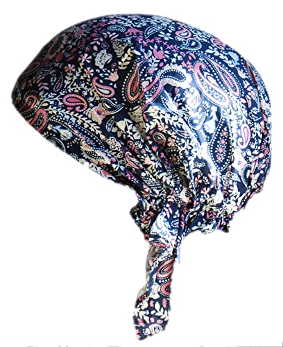 Cool4 Sommer Kopftuch Strand Bandana Meer Beanie Sonne Sonnenschutz Mütze Chemo Cap A04 (Navy mit rosa beigem Paisley Floralmuster) von Cool4