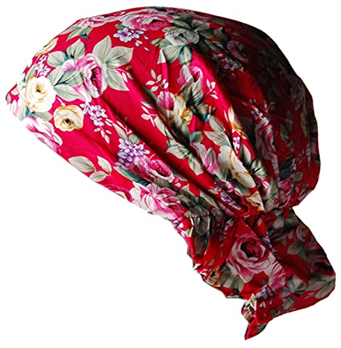 Cool4 Sommer Kopftuch Strand Bandana Meer Beanie Sonne Sonnenschutz Mütze Chemo Cap A04 (Rot grün pink geblümt) von Cool4