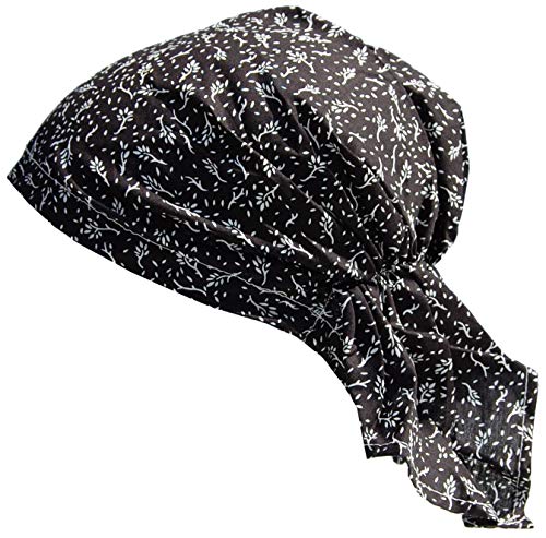 Cool4 Sommer Kopftuch Strand Bandana Meer Beanie Sonne Sonnenschutz Mütze Chemo Cap A04 (Schwarz dezent weiß geblümt) von Cool4