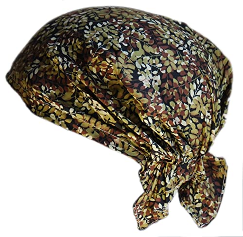 Cool4 Sommer Kopftuch Strand Bandana Meer Beanie Sonne Sonnenschutz Mütze Chemo Cap A04 (Schwarz mit Oliv braunen Floralmuster) von Cool4