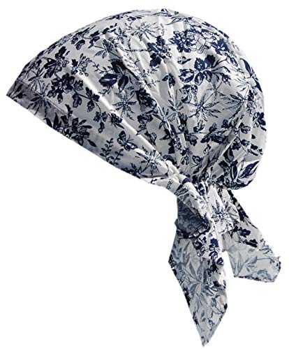 Cool4 Sommer Kopftuch Strand Bandana Meer Beanie Sonne Sonnenschutz Mütze Chemo Cap A04 (Weiß dunkelblau geblümt) von Cool4