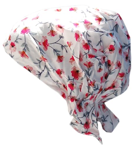 Cool4 Sommer Kopftuch Strand Bandana Meer Beanie Sonne Sonnenschutz Mütze Chemo Cap A04 (Weiß elegant rot rosa geblümt) von Cool4