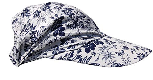 Cool4 Sommer Schirm Kopftuch Visor Strand Cap Bandana Sonnenschutz Mütze Chemo A01 (Weiß (dunkelblau geblümt)) von Cool4