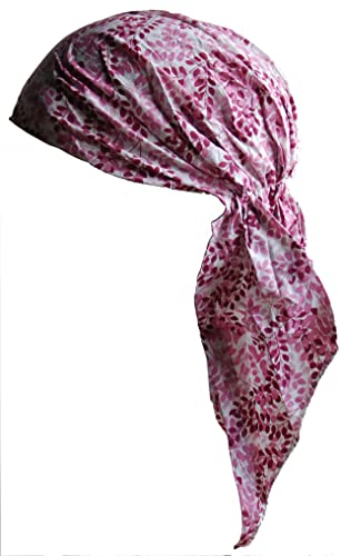 Cool4 Sommer XL Kopftuch Strand Tuch Bandana Beanie Mütze Chemo Cap A02 (Natur mit rosa bordeaux roten Floralmuster) von Cool4