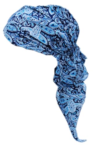 Cool4 Sommer XL Kopftuch Strand Tuch Bandana Beanie Mütze Chemo Cap A02 (Navy mit hellblau weißen Paisleymuster) von Cool4