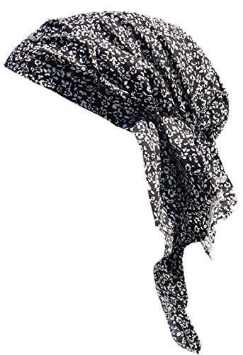 Cool4 Sommer XL Kopftuch Strand Tuch Bandana Beanie Mütze Chemo Cap A02 (Schwarz (Stark weiß geblümt)) von Cool4