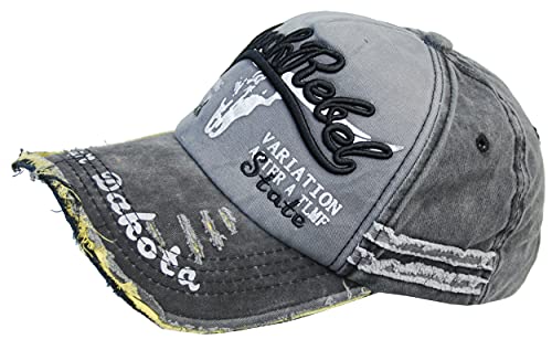 Cool4 Vintage 6-Panel Basecap Schwarz-Grau Retro Baseball Cap Schirm Kappe Mütze SBC32 von Cool4
