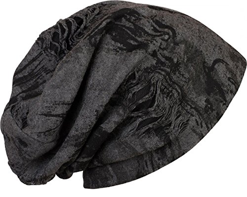 Cool4 Vintage Batik Beanie Schwarz-Anthrazit Slouch Retro Stylisch Mütze Cap Hut VSB27 von Cool4