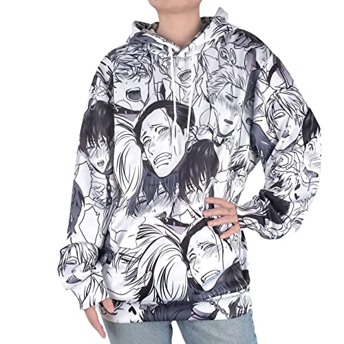 Ahegao Kapuzenpullover mit männlichen Gesichtern | Yaoi Manga Hoodie | Weiß | Größe: S von CoolChange