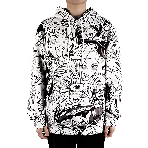 CoolChange Ahegao Kapuzenpullover mit Manga Gesichtern | Weiß | Größe: M von CoolChange