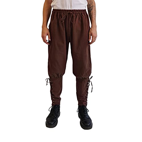 CoolChange Mittelalter Hose für LARP, Ritter oder Piraten Kostüm | mit Unterbeinschnürung | Braun | Größe: S von CoolChange