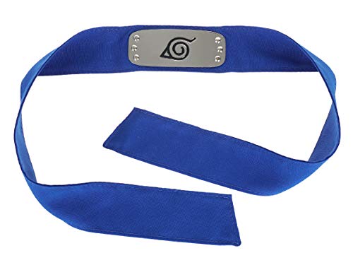 CoolChange Ninja Stirnschutz, Konoha Stirnband, Blaues Stoffband, Metallplatte mit Konohagakure Wappen von CoolChange