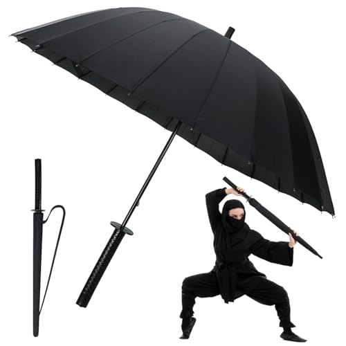 CoolChange Schwert Regenschirm Katana im klassischen Rundspeichen Design, Schwarz von CoolChange
