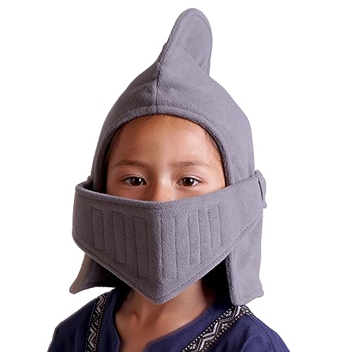 CoolChange Warme Kinder Fleecemütze im Ritterhelm Design | Kinder Ritter Mütze | Grau von CoolChange