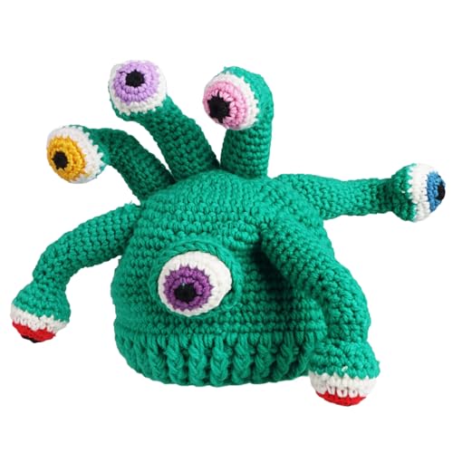 CoolChange Witzige Monster Strikmütze für Erwachsene | Verrückte Wintermütze mit Tentakel Augen | Türkis von CoolChange