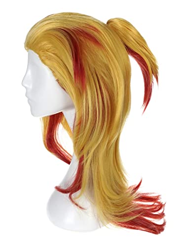 Cosplay Perücke von Kyojuro Rengoku für Fans | 60cm | Gelb-Rot mit Pferdeschwanz von CoolChange