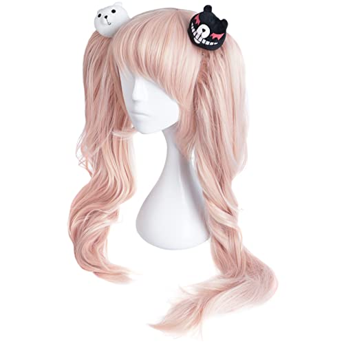 Perücke von Junko Enoshima für Danganronpa Fans | Cosplay Wig mit Monokuma Haarspangen | Rosa von CoolChange