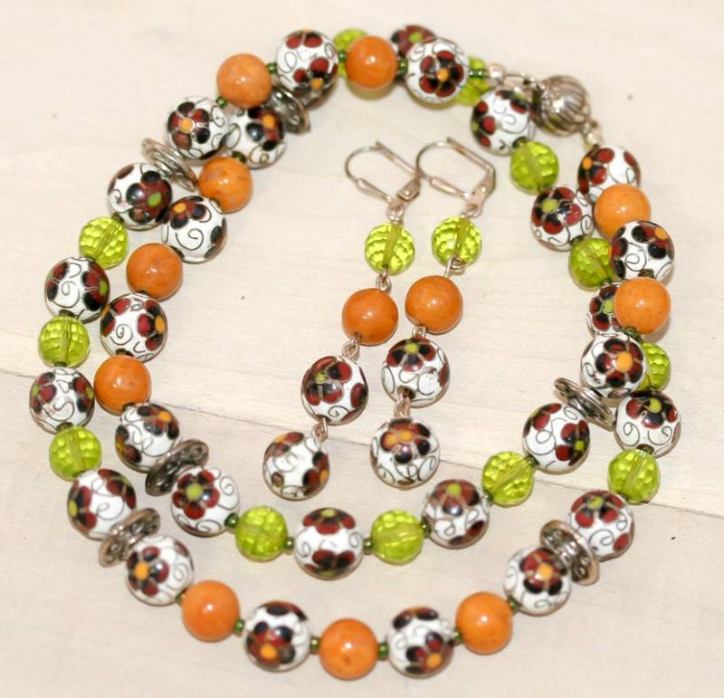 Halskette Und Ohrringe Im Set. Vintage Perlenkette. Perlen. Perlen Halskette. Kristallhalskette. Einzigartiges Schmuckset. Geschenk von CoolCreationsByCindy