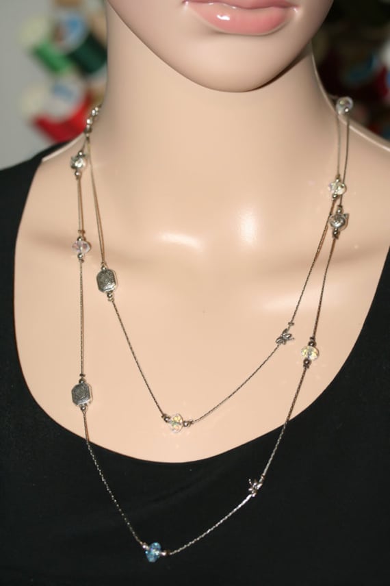 Kristallhalskette. Halskette. Silber Einzigartige Halskette Und Ohrringe Im Set. Kristall Statement Schmuck von CoolCreationsByCindy