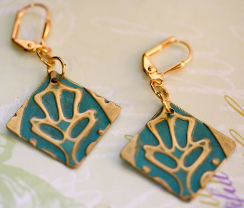 Ohrringe, Ohrringe Baumeln, Baumeln Tropfen Cocktail Datum Metall Geprägte Aufregende von CoolCreationsByCindy