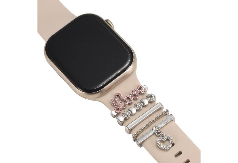 CoolGadget Smartwatch-Armband Schmuck Ringe Charms Uhren Deko Motiv Clips 21mm, Zubehör passend für alle Apple Watch und Samsung Galaxy Watch Modelle von CoolGadget
