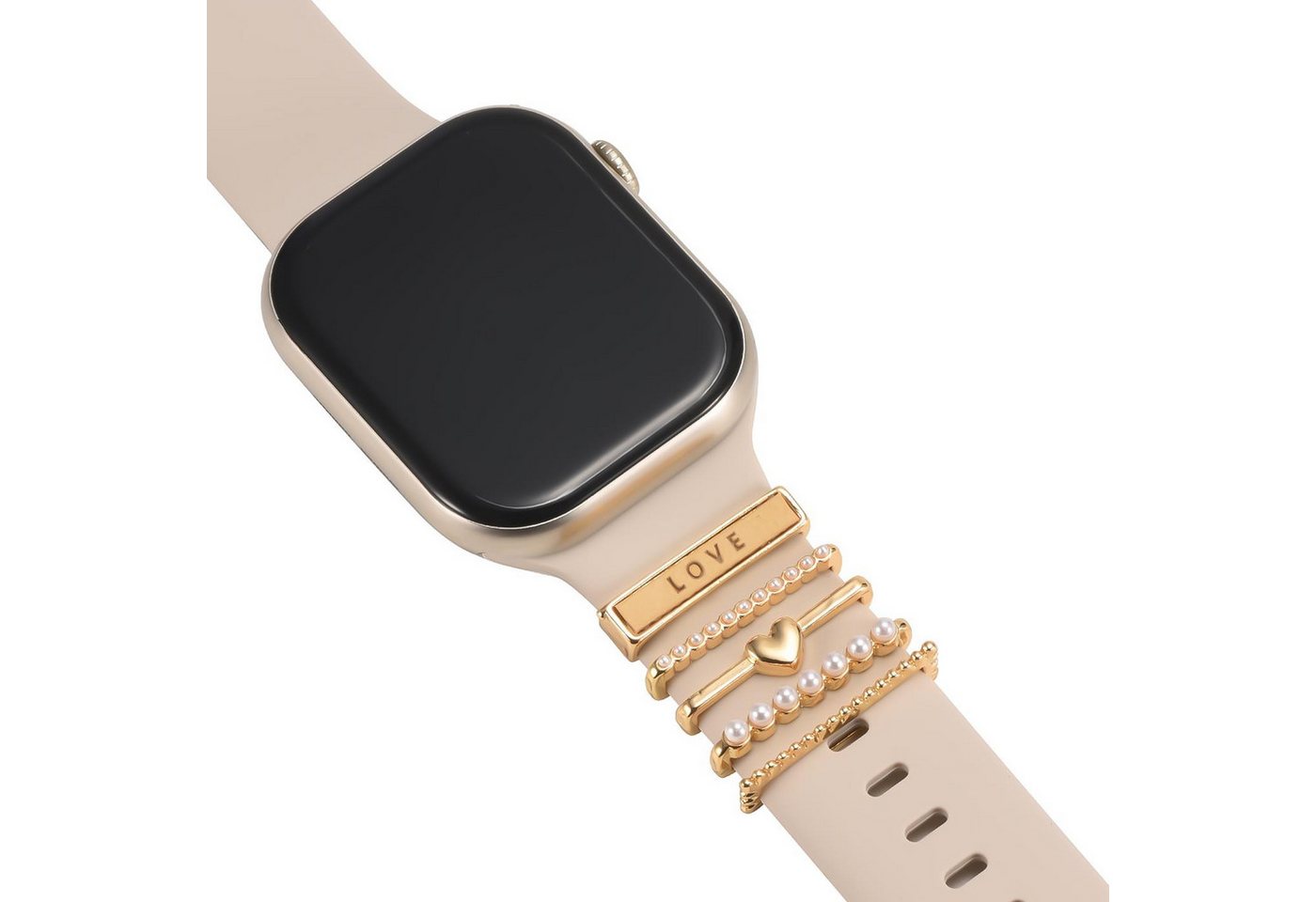 CoolGadget Smartwatch-Armband Schmuck Ringe Charms Uhren Deko Motiv Clips 21mm, Zubehör passend für alle Apple Watch und Samsung Galaxy Watch Modelle von CoolGadget