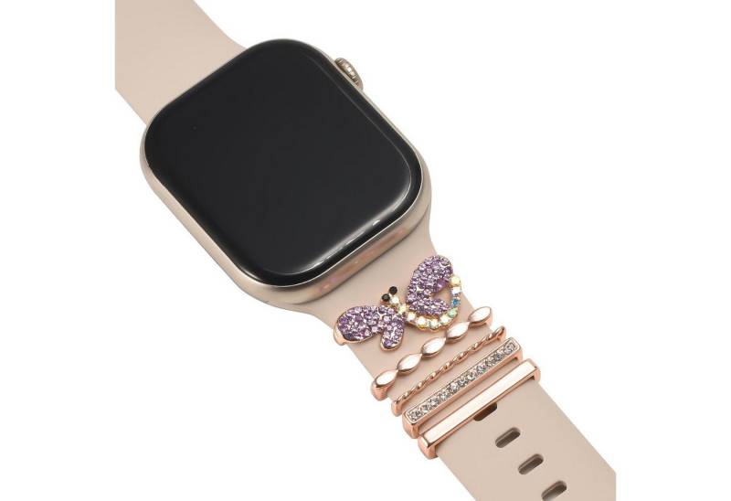 CoolGadget Smartwatch-Armband Schmuck Ringe Charms Uhren Deko Motiv Clips 21mm, Zubehör passend für alle Apple Watch und Samsung Galaxy Watch Modelle von CoolGadget