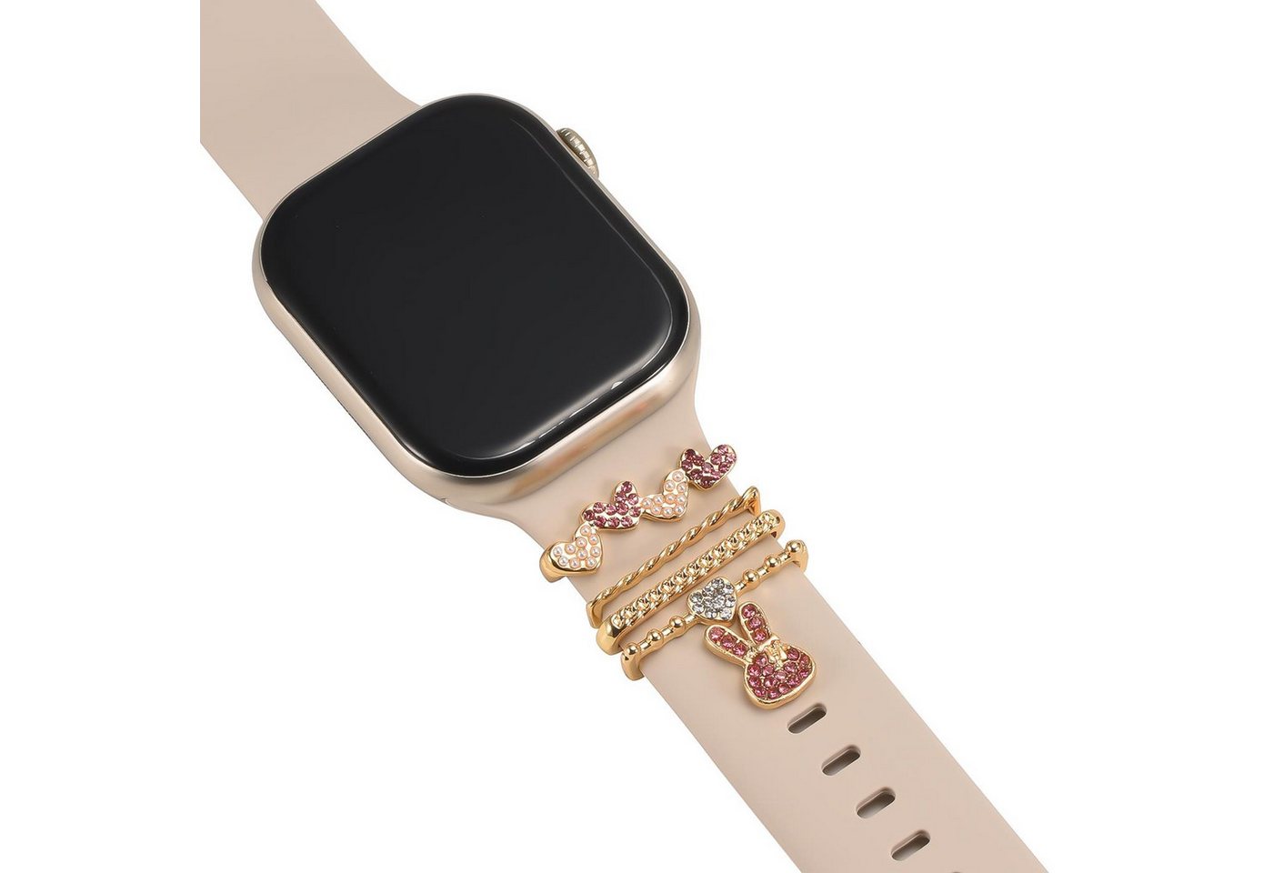 CoolGadget Smartwatch-Armband Schmuck Ringe Charms Uhren Deko Motiv Clips 21mm, Zubehör passend für alle Apple Watch und Samsung Galaxy Watch Modelle von CoolGadget