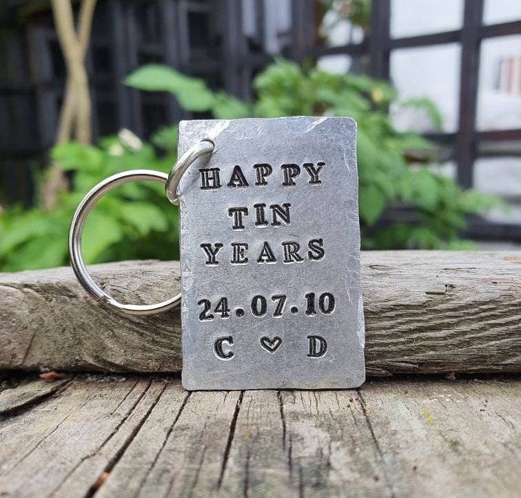 Happy Tin Years 10 Jahre Hochzeitstag Geschenke Schlüsselring Geschenk Für Männer Ihn Ihre Frau Ehemann Schlüsselanhänger Schlüsselbund Liebe von CoolKeyrings