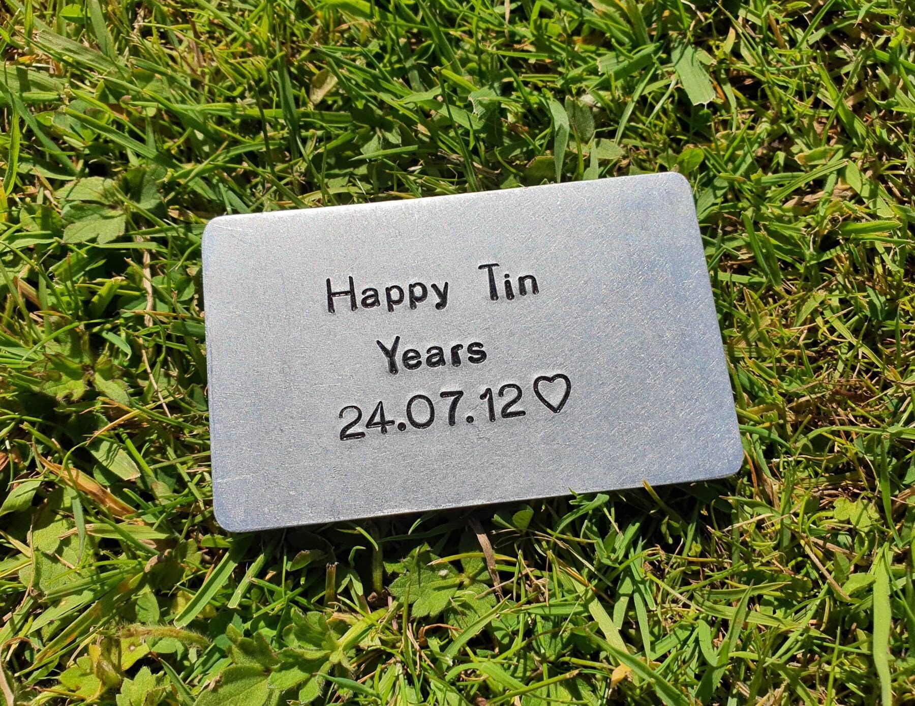 Happy Tin Years Portemonnaie Einleger Karte Aluminium Jahrestag Geschenk Für Männer Sie Frau Ehemann 10. Hochzeit Personalisierte Andenken Liebe von CoolKeyrings