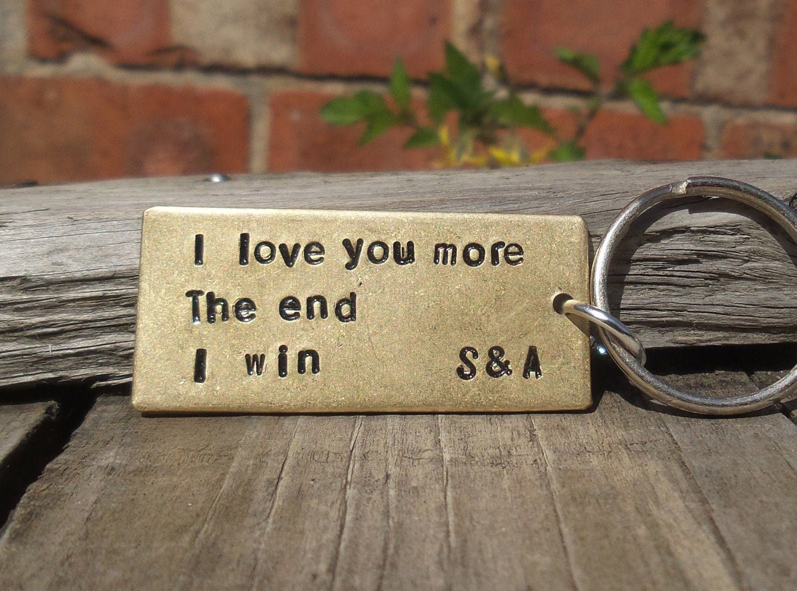 Messing Ich Liebe Dich Mehr Das Ende Win Schlüsselanhänger Weihnachten Freund Freundin 21. Jahrestag Personalisierte Ehemann Frau Geschenke Ihm Her von CoolKeyrings