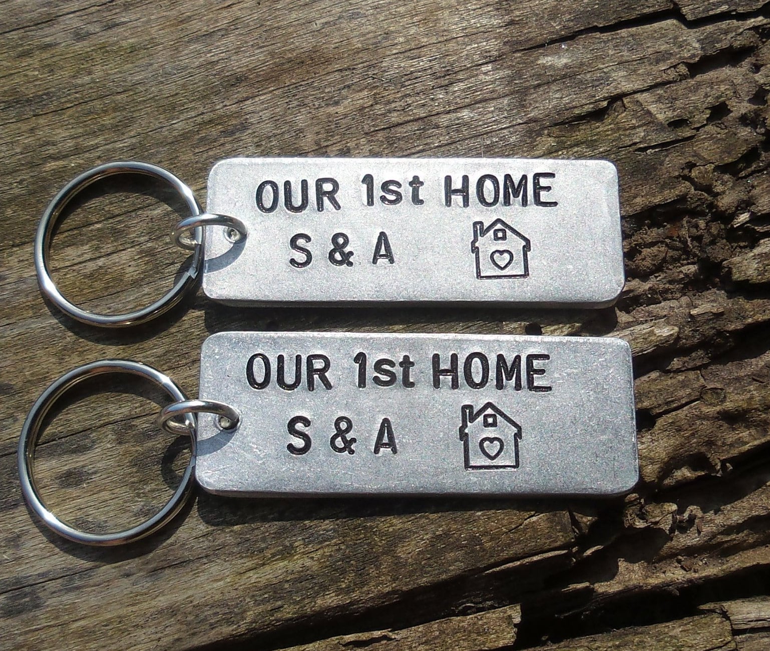 Personalisierte Erste Zuhause Schlüsselanhänger Silber Schlüsselanhänger, Paare Geschenk von CoolKeyrings